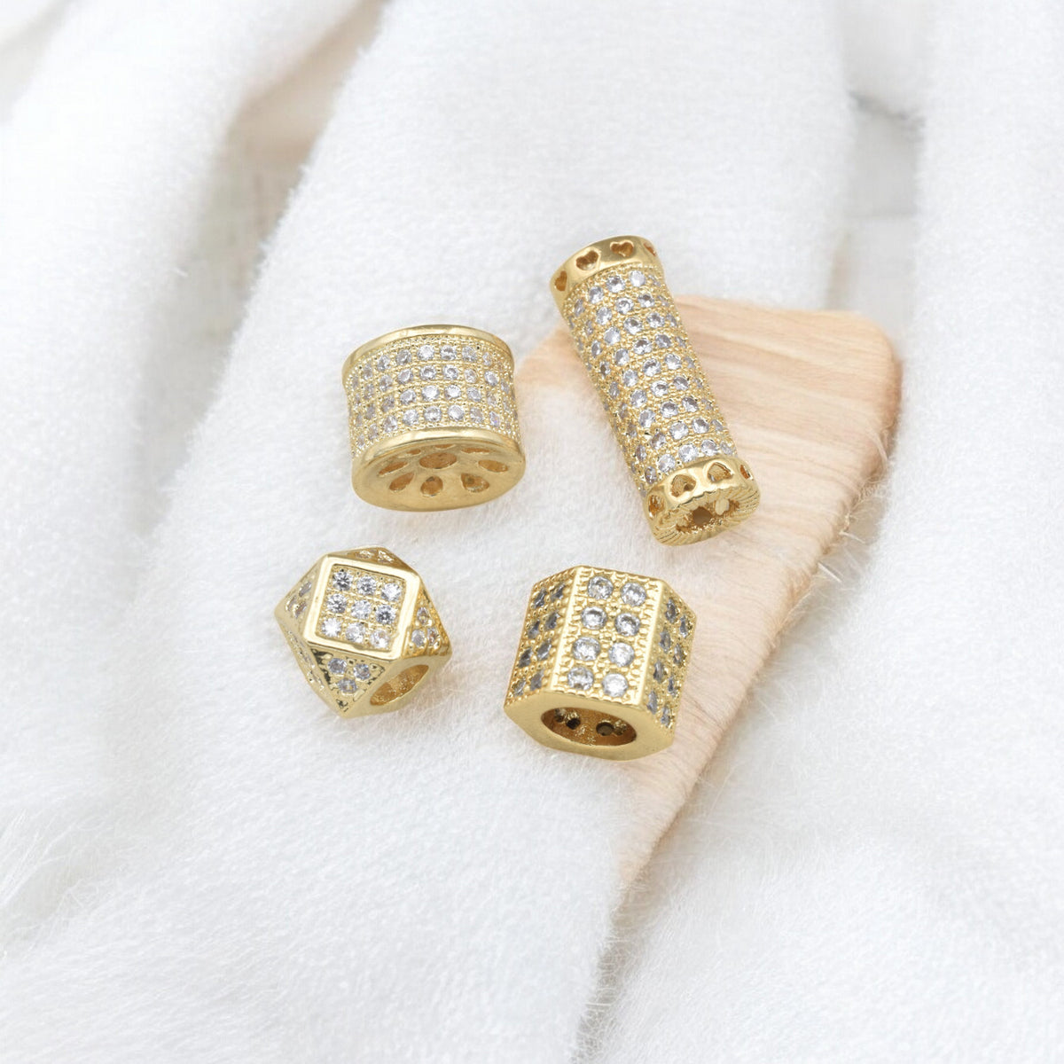 Gold Filled look, CZ Spacer Beads for Jewelry Making | Elegant DIY Supplies jewelry making supplies - detail image 6