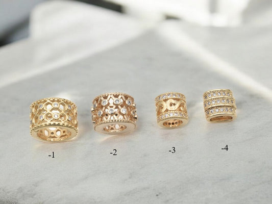 Gold Filled Spacer Beads   Micro Pave CZ Zirconia for Jewelry Making jewelry making supplies - detail image 2
