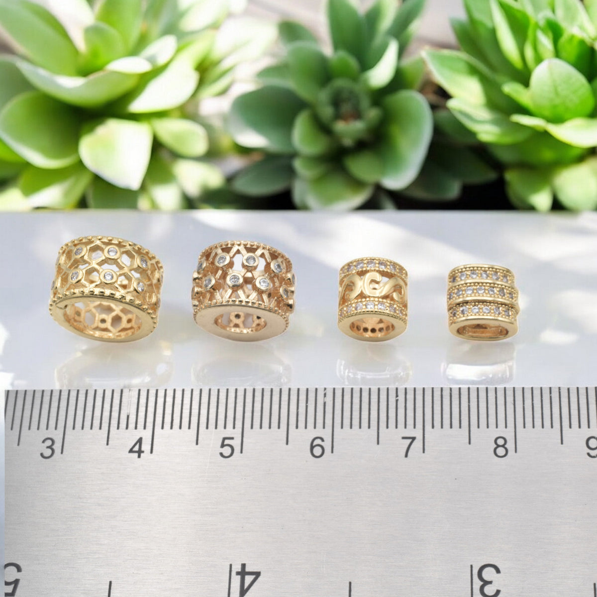 Gold Filled Spacer Beads   Micro Pave CZ Zirconia for Jewelry Making jewelry making supplies - detail image 3