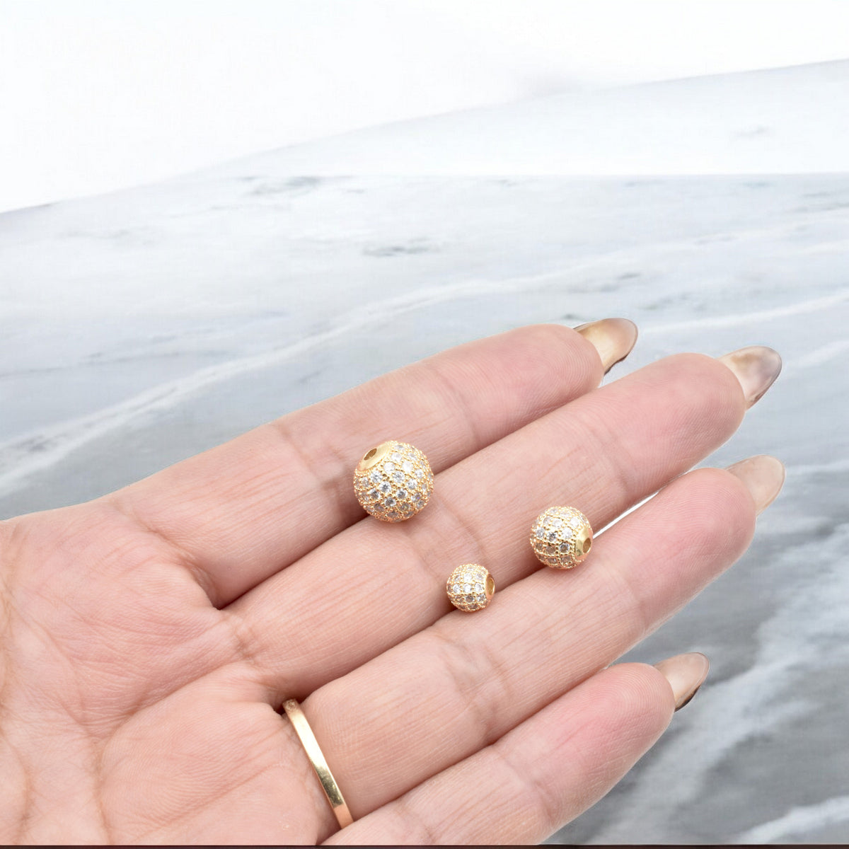 Gold Filled CZ Pave Beads | Jewelry Making Supplies   6mm 8mm 10mm jewelry making supplies - detail image 5