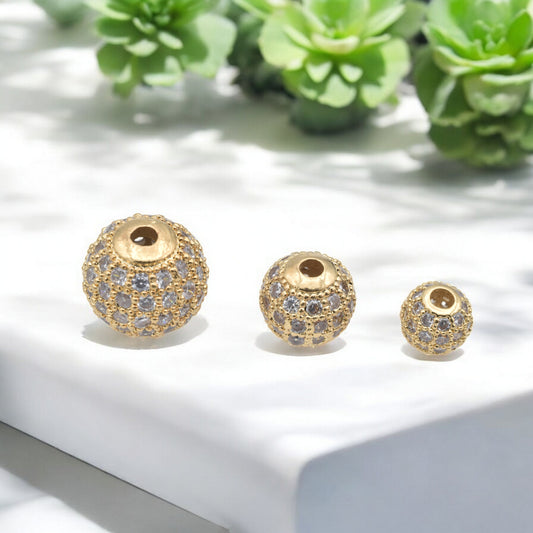 Gold Filled CZ Pave Beads | Jewelry Making Supplies   6mm 8mm 10mm jewelry making supplies - detail image 2