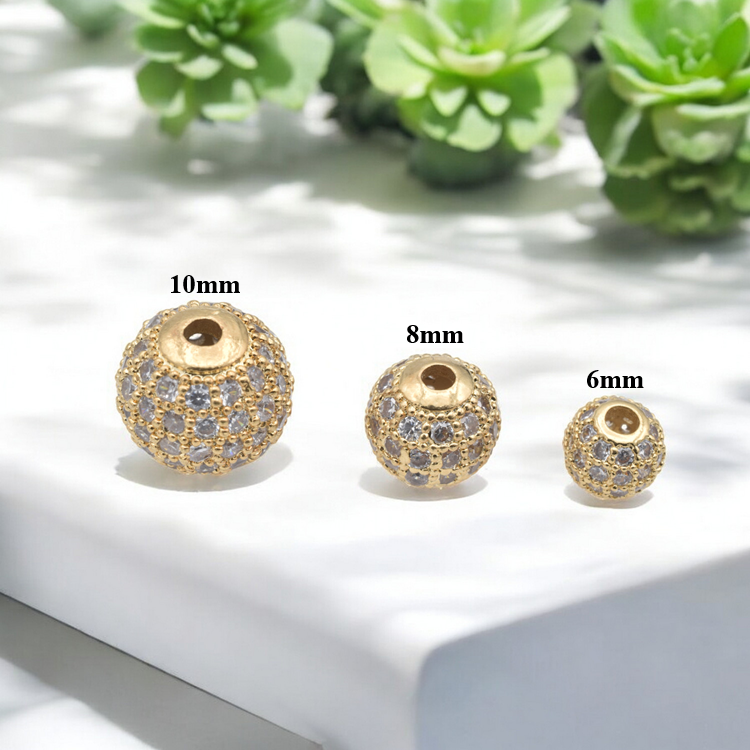 Gold Filled CZ Pave Beads | Jewelry Making Supplies   6mm 8mm 10mm jewelry making supplies - detail image 3