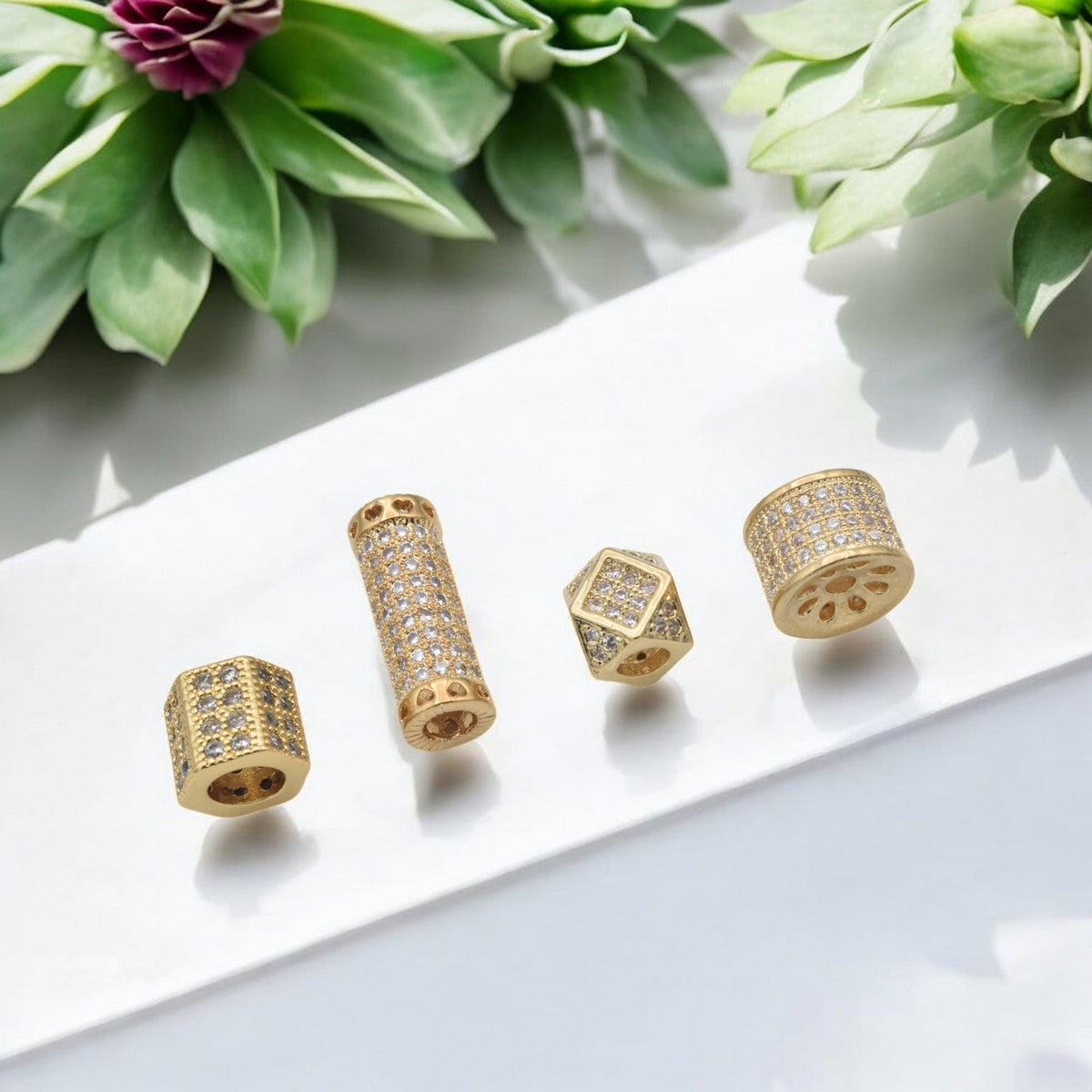 Gold Filled look, CZ Spacer Beads for Jewelry Making | Elegant DIY Supplies jewelry making supplies - detail image 8