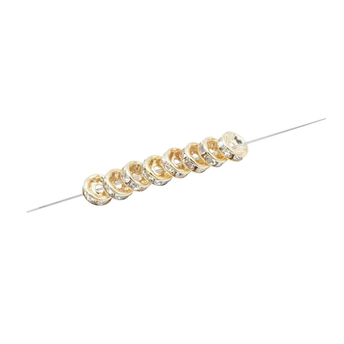 Gold Filled EP 14k 8MM Rhinestone Roundel Spacer Bead- for jewelry making BeadsFindingDepot