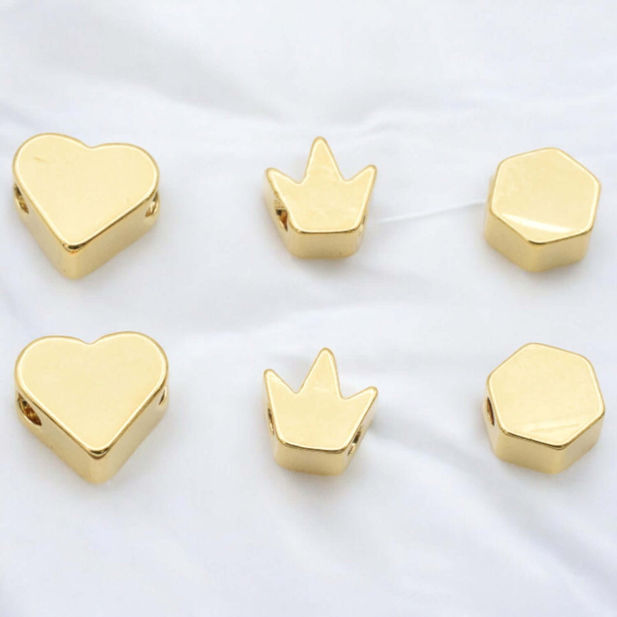 Gold Filled Spacer beads Heart, Crown, Hexagon shape for jewelry making 14k BeadsFindingDepot