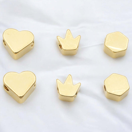 Gold Filled Spacer beads Heart, Crown, Hexagon shape for jewelry making 14k BeadsFindingDepot