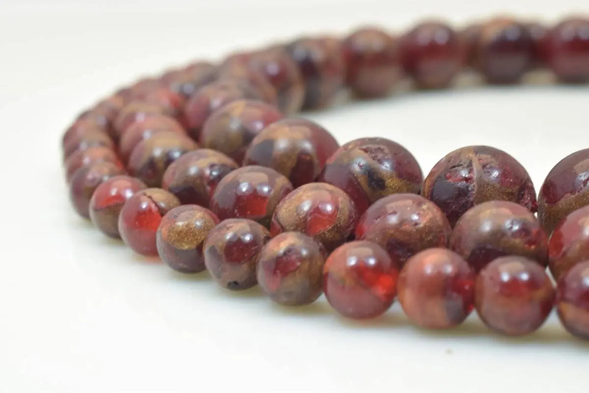 Golden Red Quartz Round Beads 6mm 8mm 10mm - BeadsFindingDepot