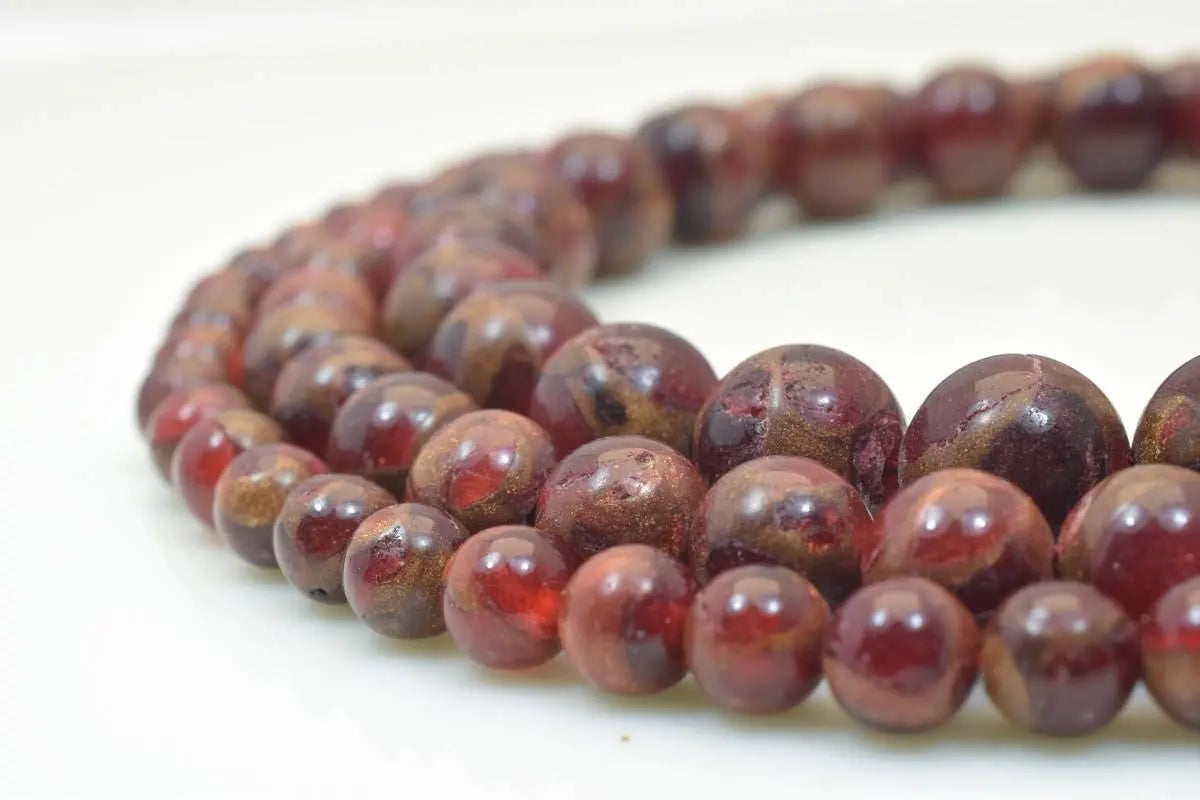 Golden Red Quartz Round Beads 6mm 8mm 10mm - BeadsFindingDepot