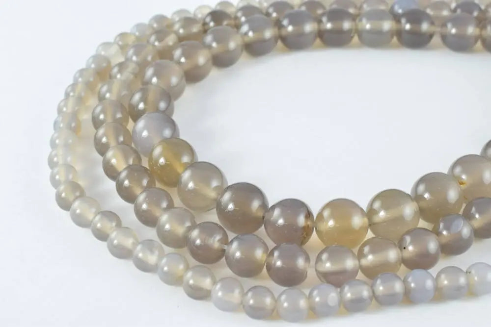 Gray Quartz Gemstone Round Beads Size 6mm 8mm 10mm Natural Stones Bead - BeadsFindingDepot