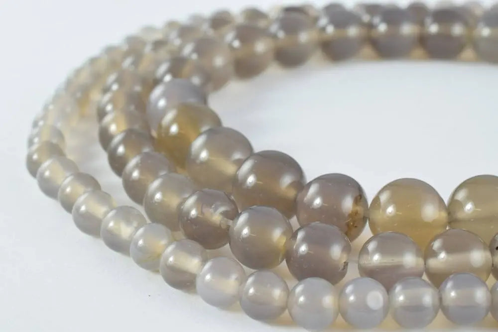 Gray Quartz Gemstone Round Beads Size 6mm 8mm 10mm Natural Stones Bead - BeadsFindingDepot