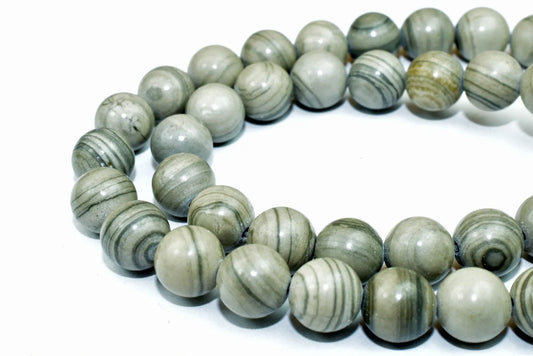 Gray Wooden Jasper Round Beads 8mm Natural Crystal healing Stones - BeadsFindingDepot