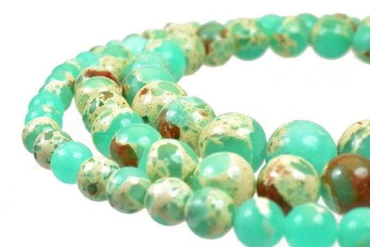 Green Shoushan Gemstone Round Beads 6mm 8mm 10mm Natural Shoushan - BeadsFindingDepot
