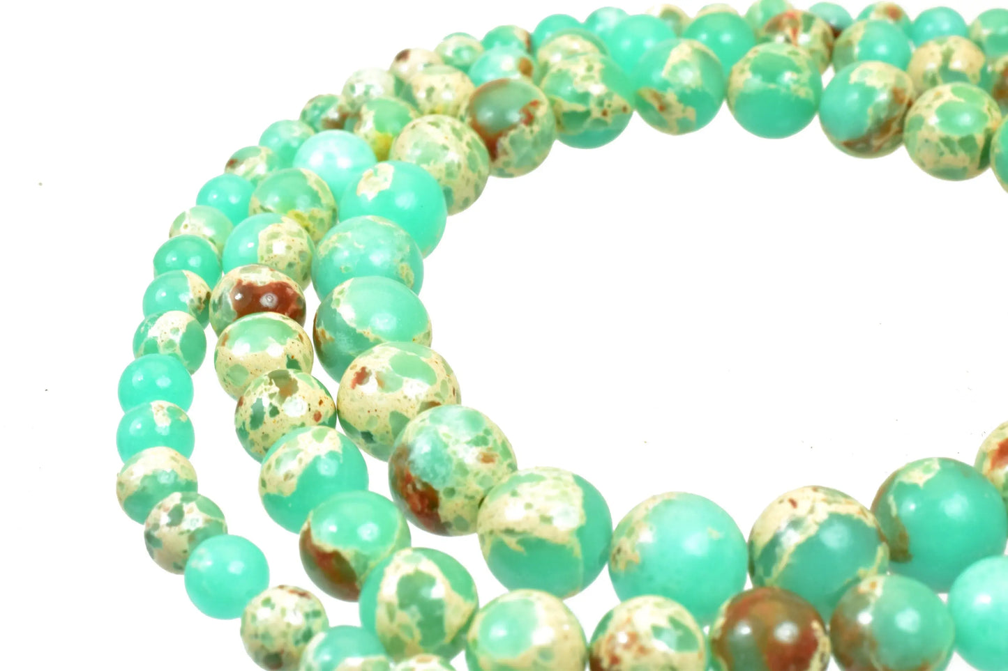 Green Shoushan Gemstone Round Beads 6mm 8mm 10mm Natural Shoushan - BeadsFindingDepot