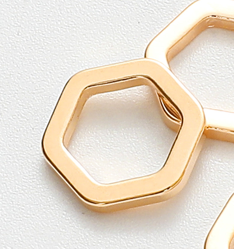 18K Gold Filled Hexagonal Jump Rings: 10 PCs/PK for Jewelry Findings