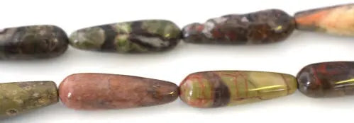 Jasper Teardrop Gemstone Beads 1 strand 13 PCs Size 30x10mm Hole Size 1.5mm Natural, healing, chakra, birthstone for Jewelry Making - BeadsFindingDepot
