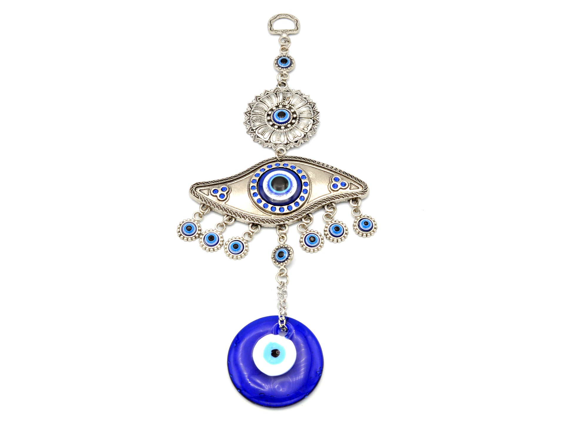 Blue Eyed Guardian Door Wall Hanger with Protective Hand and Evil Eye - BeadsFindingDepot