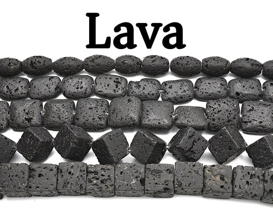 Black Lava Gemstone Square Cube Marquise Cross Hole on Sale - BeadsFindingDepot