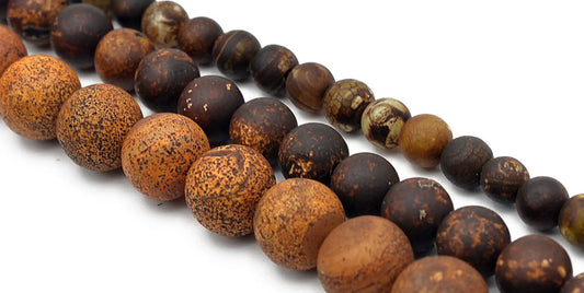 Matte Brown Tibetan Beads Gemstone AAA Quality 15" strand Round 6mm,8mm,10mm Natural Stones Bead healing chakra stone for Jewelry Making - BeadsFindingDepot