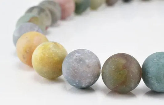 Matte Indian Agate Gemstone Round Beads 4mm-12mm natural healing stone chakra - BeadsFindingDepot