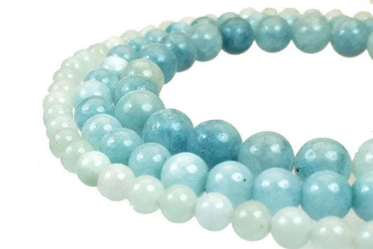 Natural Aquamarine Gemstone Beads Round Beads 6mm,8mm,10mm Natural Stones Beads Healing chakra stones Jewelry Making - BeadsFindingDepot
