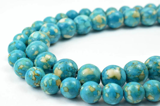 Natural Magnesite Turquoise Gemstone Round Beads 8mm 10mm loose Beads - BeadsFindingDepot