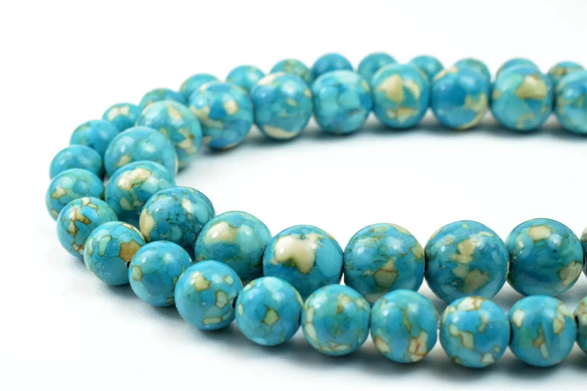 Natural Magnesite Turquoise Gemstone Round Beads 8mm 10mm loose Beads - BeadsFindingDepot