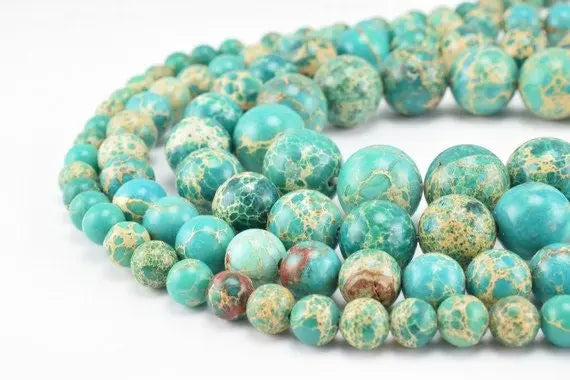 Natural Olive Green Jasper Beads 6mm 12mm Round - BeadsFindingDepot