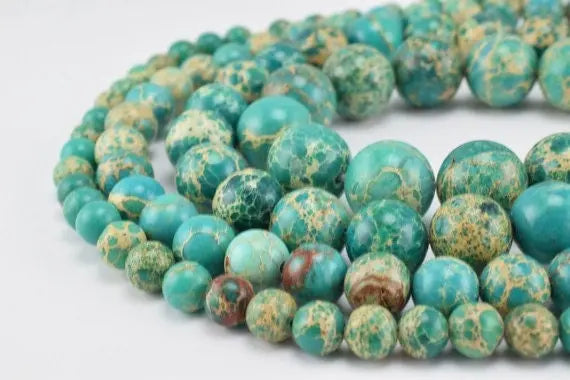 Natural Olive Green Jasper Beads 6mm 12mm Round - BeadsFindingDepot