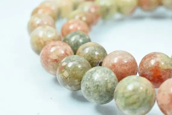 Natural Peachy Unakite Gemstone Round Beads Birthstone Natural Stones Beads natural healing stone chakra stones for Jewelry Making - BeadsFindingDepot