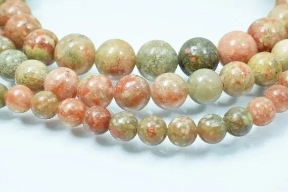 Natural Peachy Unakite Gemstone Round Beads Birthstone Natural Stones Beads natural healing stone chakra stones for Jewelry Making - BeadsFindingDepot