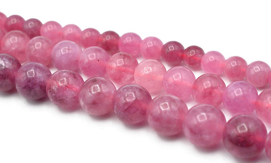 Natural Pink Muscovite Gemstone Round Beads 6mm-10mm Crystal Jewelry - BeadsFindingDepot