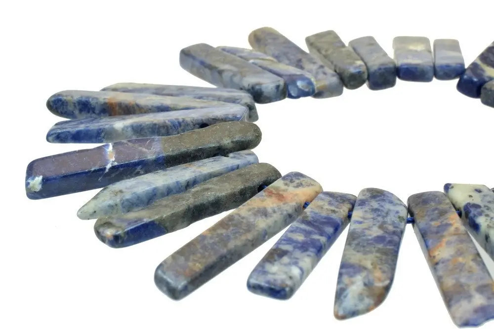 Natural Sodalite Bars Gemstone Beads Mixed Size 35x10mm Hole Size 1.5-2mm For Jewelry Making Item #789222067960 - BeadsFindingDepot