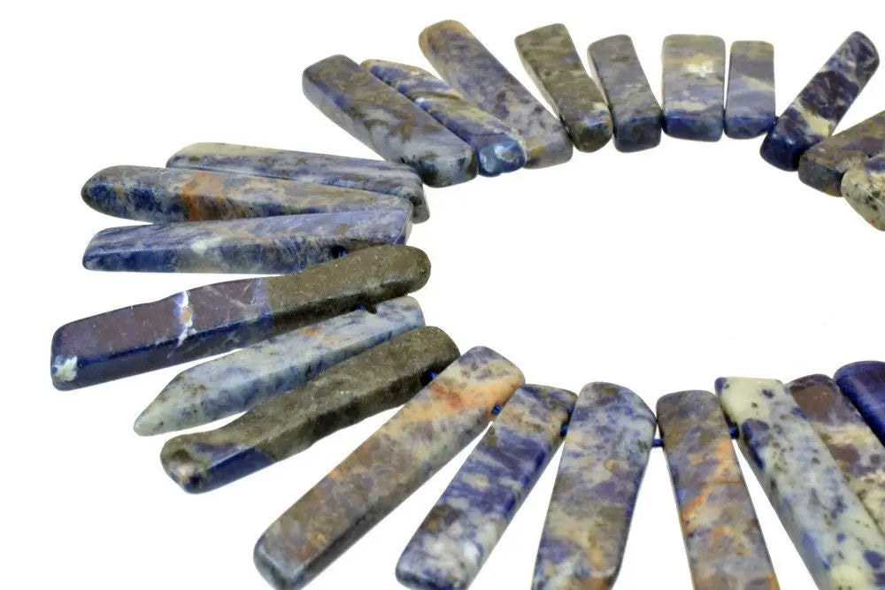 Natural Sodalite Bars Gemstone Beads Mixed Size 35x10mm Hole Size 1.5-2mm For Jewelry Making Item #789222067960 - BeadsFindingDepot