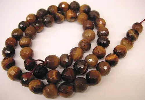 Natural Tiger Eye Gemstone Faceted Round Beads 4mm-12mm Chakra Jewelry - BeadsFindingDepot