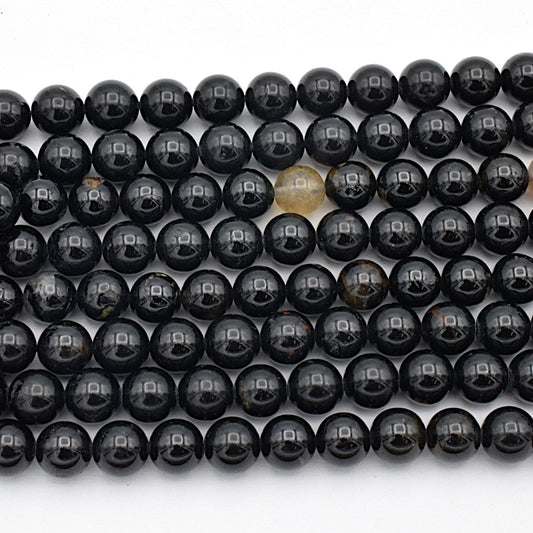 Natural Black Tourmaline Gemstone Beads for Jewelry making size 6mm 8mm 10mm BeadsFindingDepot