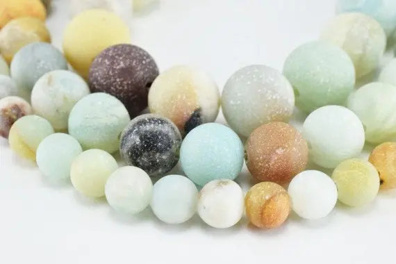 New Amazonite Matte Gemstone Round Beads 4mm 6mm 8mm 10mm 12mm Natural - BeadsFindingDepot