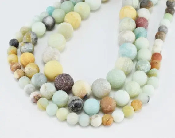 New Amazonite Matte Gemstone Round Beads 4mm 6mm 8mm 10mm 12mm Natural - BeadsFindingDepot