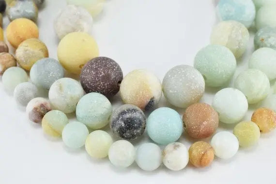 New Amazonite Matte Gemstone Round Beads 4mm 6mm 8mm 10mm 12mm Natural - BeadsFindingDepot