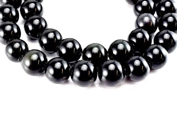 Obsidian Gemstone Round Beads 8mm, 10mm, loose gemstone, birthstone for jewelry making - BeadsFindingDepot