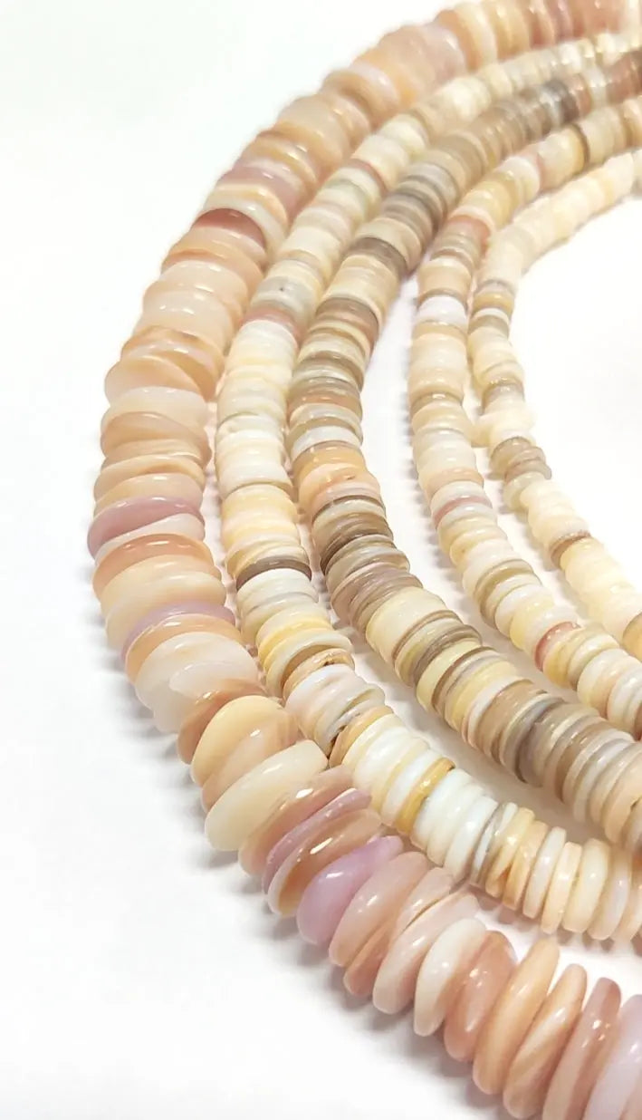 Ocean Sea Shell Roundel Heishi Beads Natural Stones Jewelry Creamy from 248 PCs BeadsFindingDepot