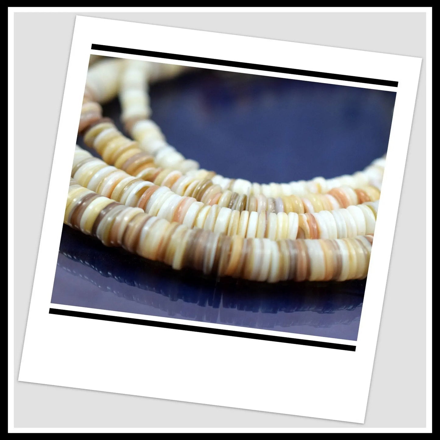 Ocean Sea Shell Roundel Heishi Beads Natural Stones Jewelry Creamy from 248 PCs - BeadsFindingDepot