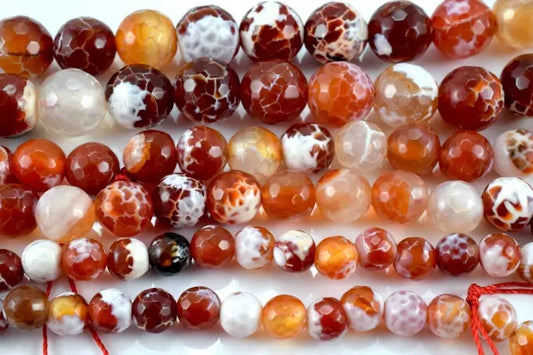 Orange Cracker Agate Gemstone Round Beads 6mm,8mm,10mm loose Beads birthstone natural Beads for jewelry making - BeadsFindingDepot