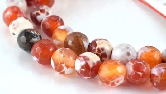 Orange Cracker Agate Gemstone Round Beads 6mm,8mm,10mm loose Beads birthstone natural Beads for jewelry making - BeadsFindingDepot