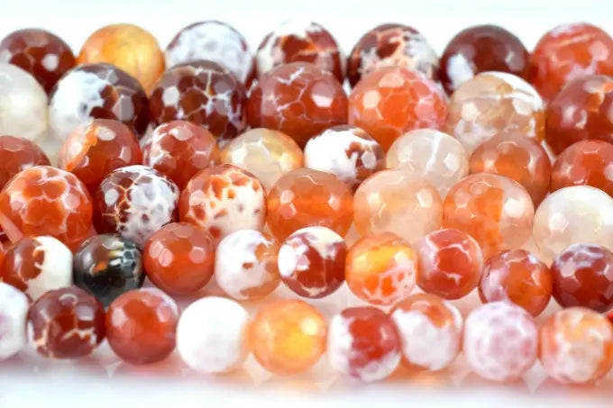 Orange Cracker Agate Gemstone Round Beads 6mm,8mm,10mm loose Beads birthstone natural Beads for jewelry making - BeadsFindingDepot