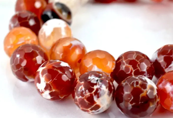 Orange Cracker Agate Gemstone Round Beads 6mm,8mm,10mm loose Beads birthstone natural Beads for jewelry making - BeadsFindingDepot