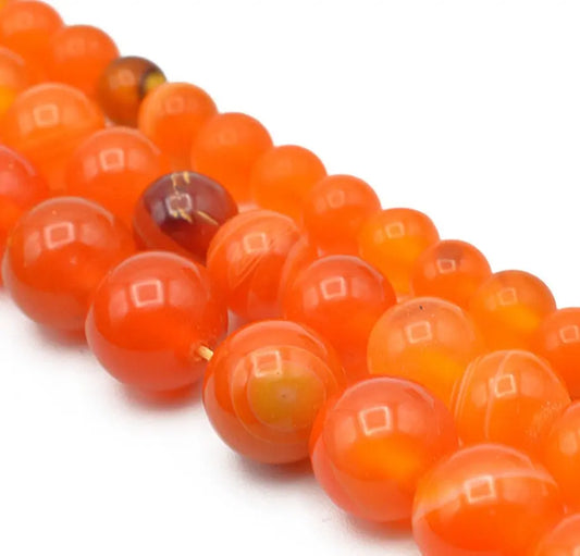 Orange Madagascar Crystal Agate Round Beads 6mm 8mm 10mm - BeadsFindingDepot