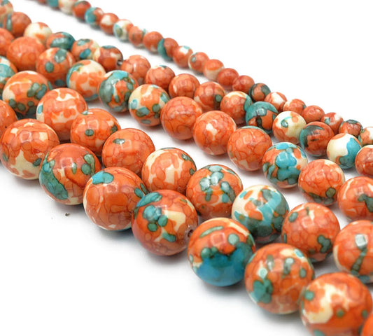 Orange Rain Flower Jasper Gemstone Round Stone Beads 4mm-12mm natural healing chakra - BeadsFindingDepot