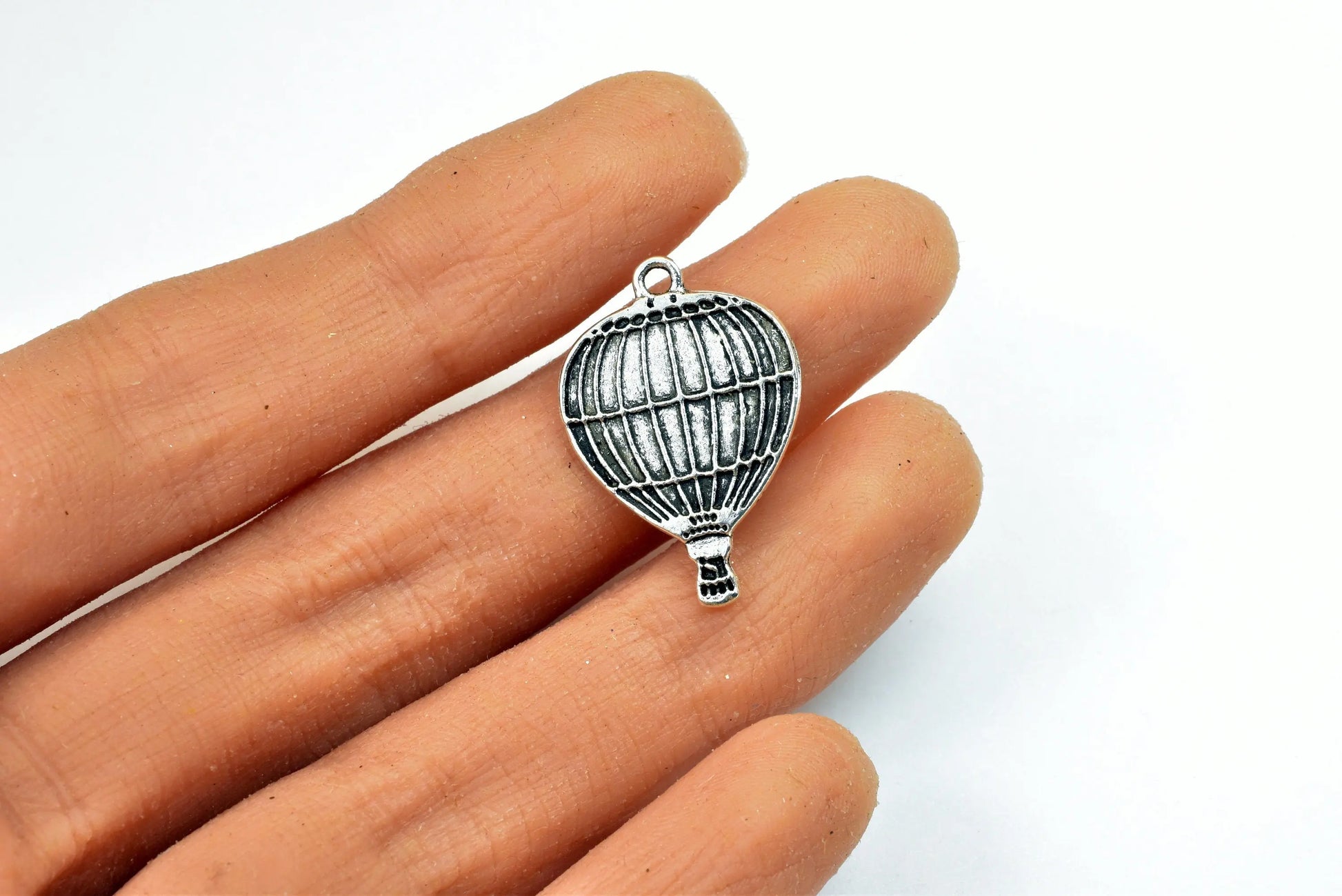 Hot Air Balloon Flight Charm Size 24x16mm Silver Color Balloon Ride Charm Pendant Finding For Jewelry Making 11PCs/PK - BeadsFindingDepot