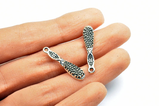 Hairbrush Charms Pendant Size 27x6mm Silver Color Salon Tools Charm Pendant Finding For Jewelry Making 12PCs/PK - BeadsFindingDepot