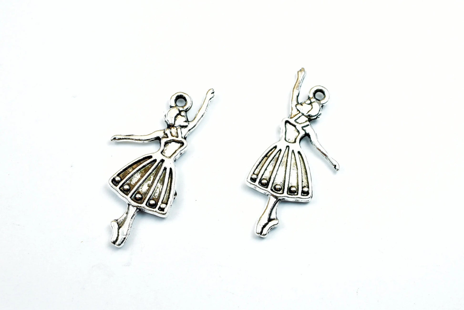 Ballet Dancer Charms Pendant Size 32x15mm Silver Color Charm Pendant Finding For Jewelry Making 8PCs/PK - BeadsFindingDepot
